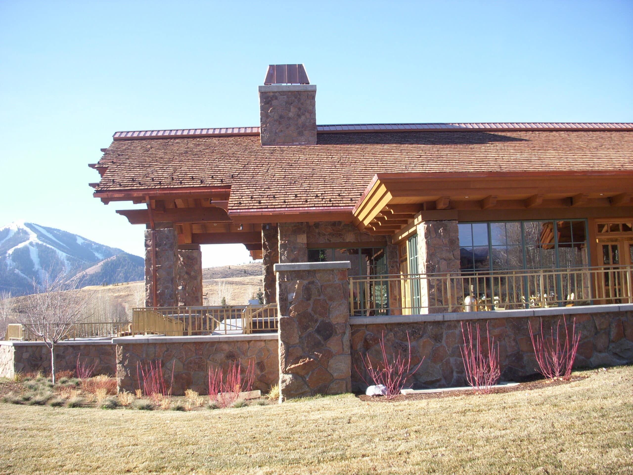 Glued laminated timber Curved Beams, Trusses and Columns manufactured by QB Corporation for The Sun Valley Lodge